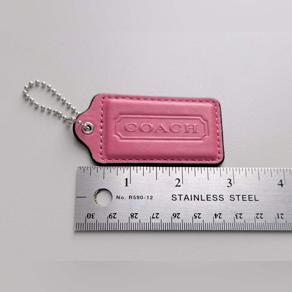 🎉Coach Pink Leather Purse Fob Hang Tag Charm - Picture 5 of 7